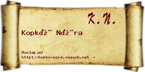 Kopkó Nóra névjegykártya